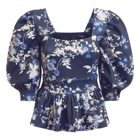 NWT Marciano Alexis Petal Pose Blue Floral Top Sz S - Picture 3 of 12